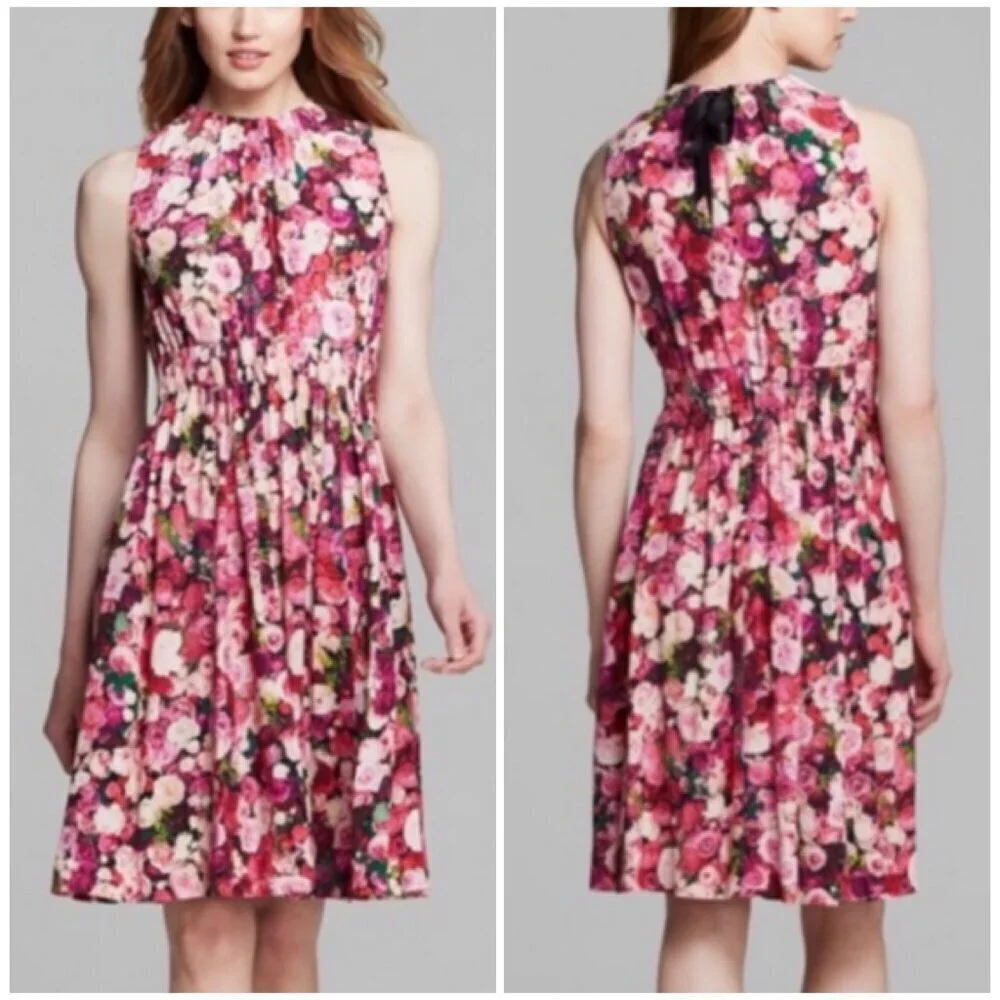 Kate Spade New York Rose Print Tie Back Dress